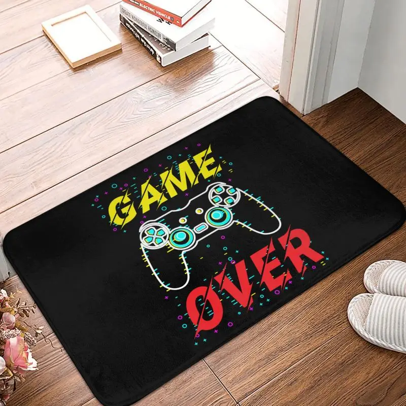 Custom Gaming Gamer Game Over Doormat Anti-Slip Entrance Bathroom Kitchen Door Floor Mat Video Game Controller Toilet Carpet Rug