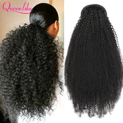 Afo Kinky Curly Pontail Extensions de Cheveux Humains pour Femmes, 10-30 