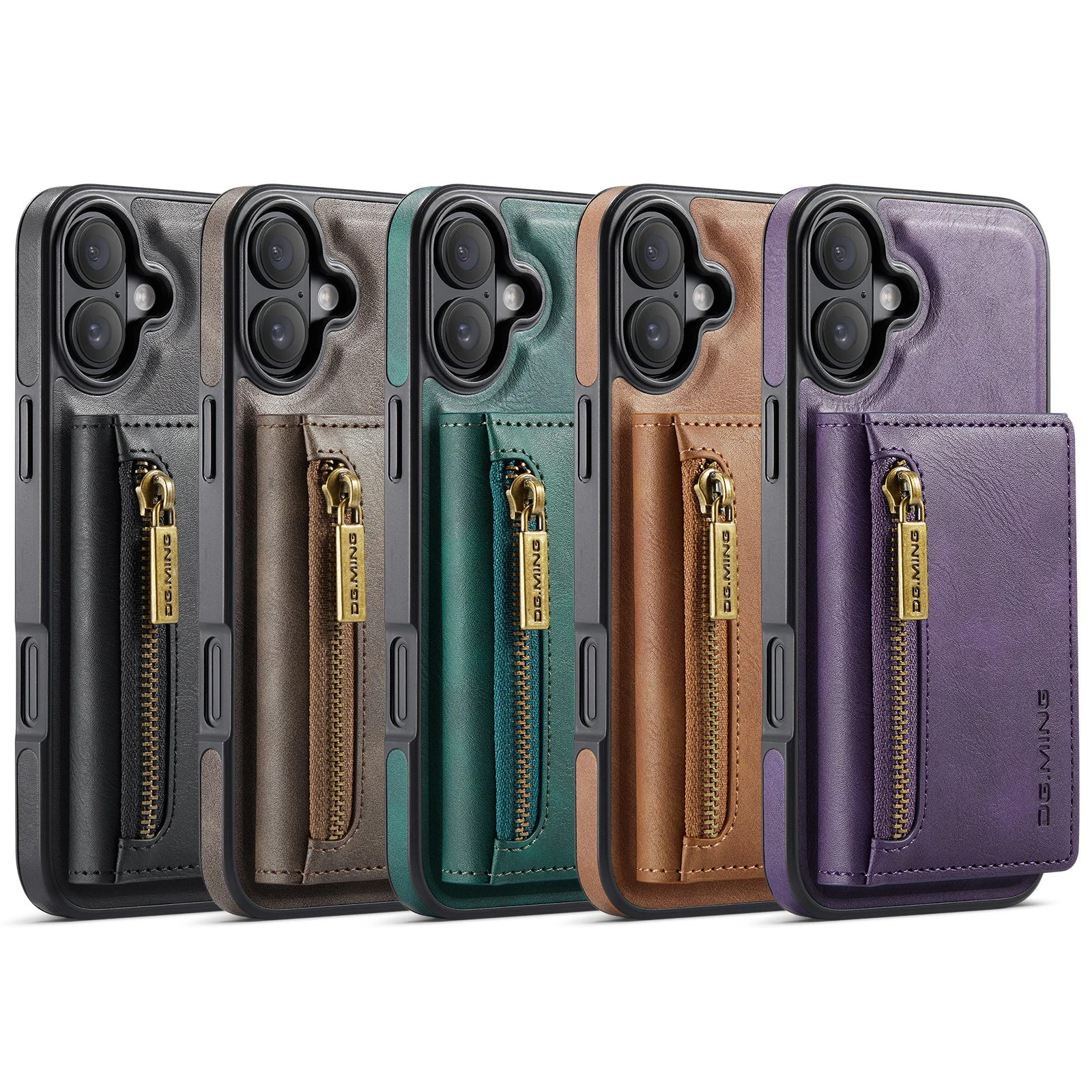 For iPhone 16 Plus Pro Max Case DG.MING 2 in 1 Magnetic Detachable Leather Wallet Phone Cover M5