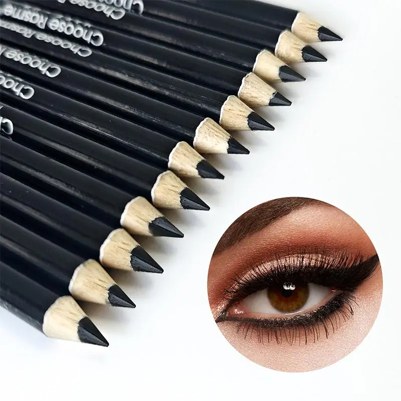 1pc High Pigmented Eyeliner Pencil Hard Refill Smooth Black Wooden Eyeliner Eyebrow Pencil Long-lasting Cosmetics Eyes  Makeup