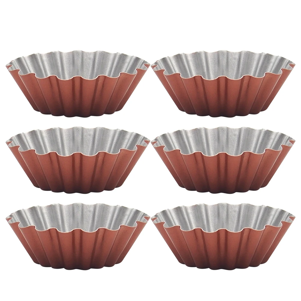 

6pcs Egg Tart Mold High-carbon Steel Baking Pan Cupcake Tin Maker Small Washable Reusable Easy Demould Pudding Jelly