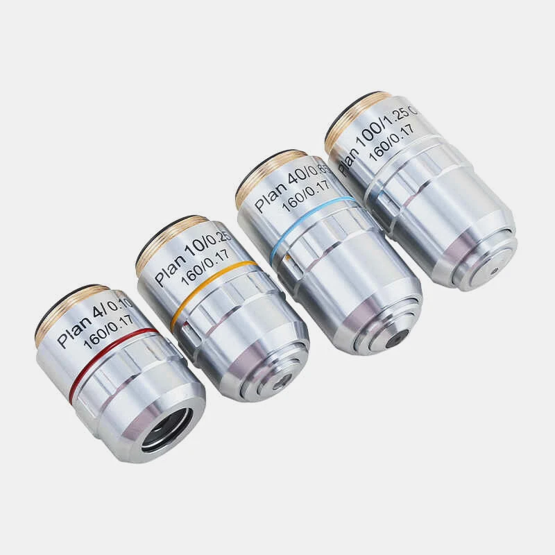 Microscope Plan Achromatic Objective Lens Top Quality 4X 10X 40X 100X Pure Copper Material RMS Thread for Olympus