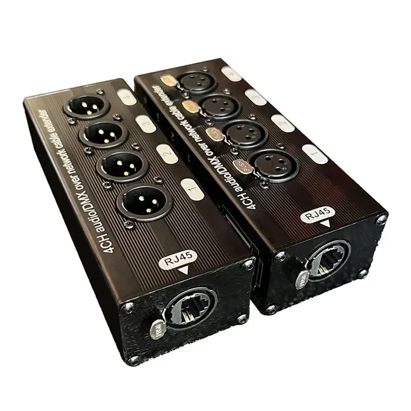 4-Channel 3-Pin XLR Audio and DMX512 over Network Cable Extender, DMX512 Network Signal Extender Male or Female