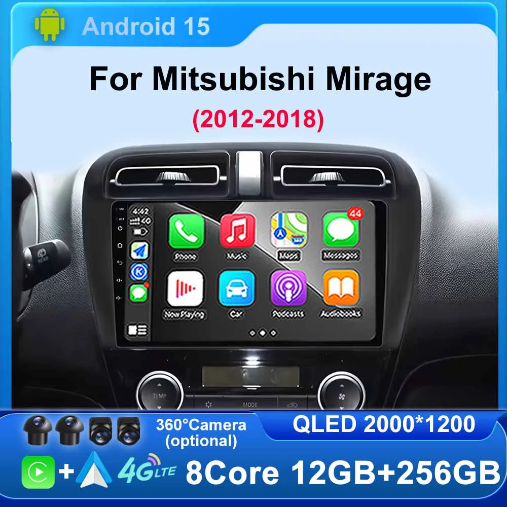 

9 Inch Car Radio For Mitsubishi Mirage 2012-2018 2Din Android Octa Core Car Stereo GPS Navigation Player 4G QLED Screen Carplay