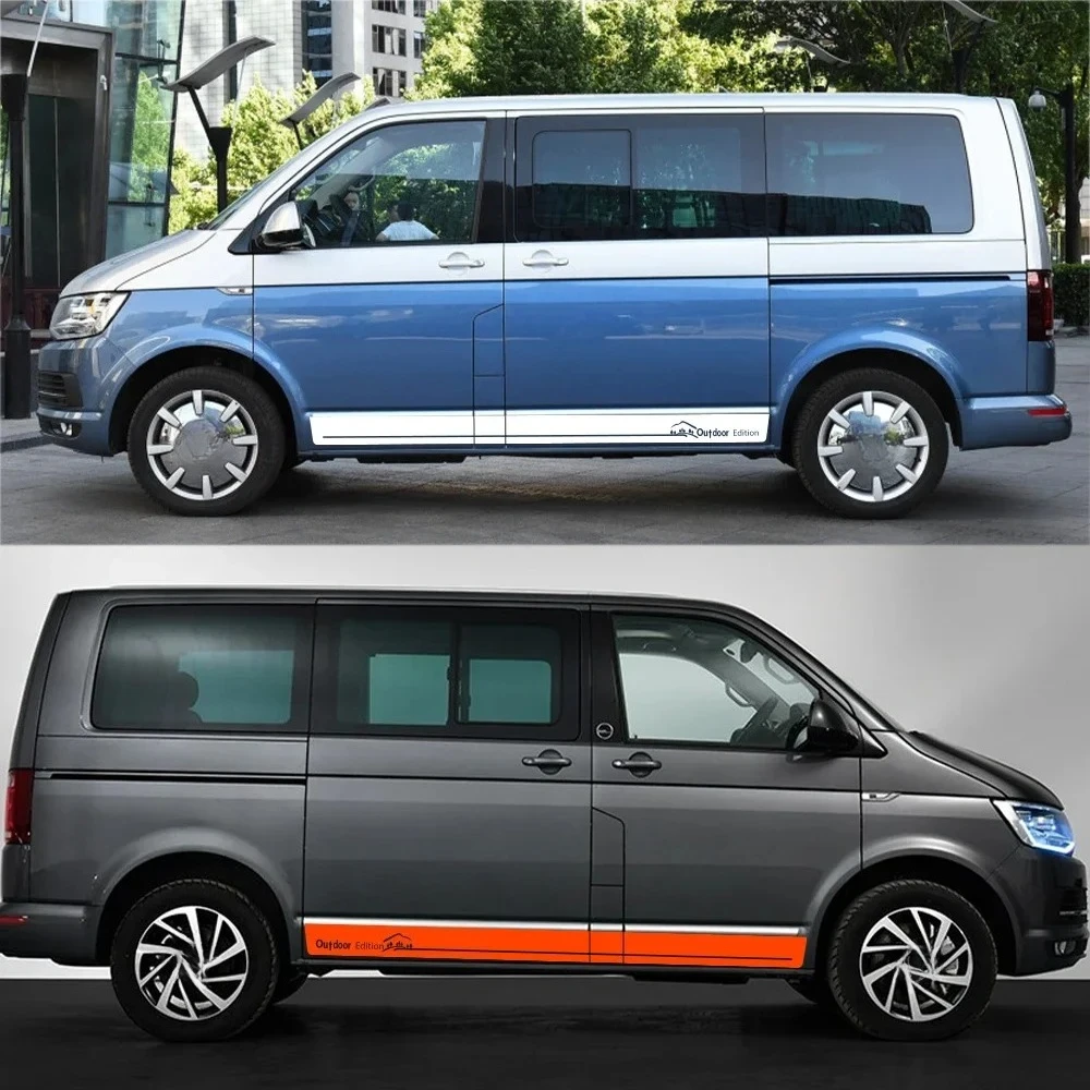 2PCS Car Door Side Stickers For Volkswagen Multivan Transporter Caravelle T5 T6 Vinyl Decals Outdoor Edition Auto Accessories view 3