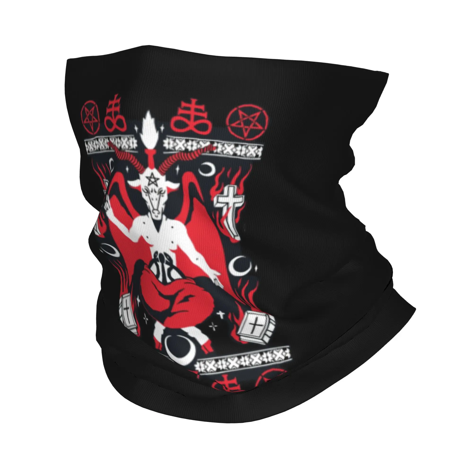 Custom Devil Satanic Baphomet Leviathan Neck Gaiter Men Women UV Face Shield Winter  Bandana Scarf for Hiking