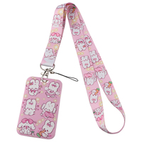 Lovely Rabbits Mobile Phone Lanyard Pink Neck Strap For Card Badge Gym Keychain Key Holder DIY Hanging Rope Phone Accessories