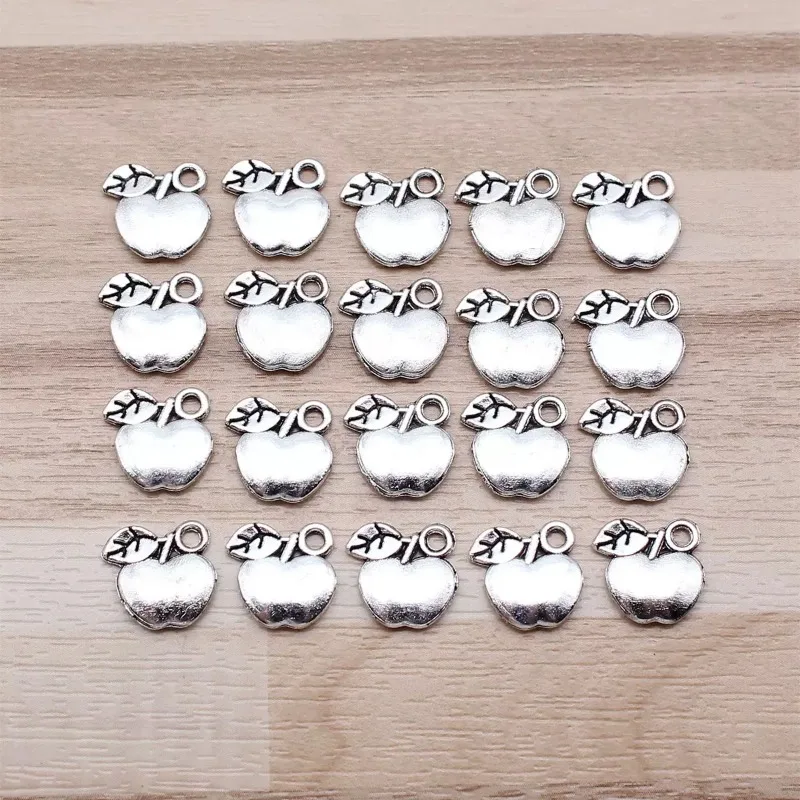 340 Stück antiksilberfarbene Apfel-Anhänger, 11 x 10 mm, DIY-Armbänder, Schmuckherstellung # 3303 Großhandel – Detail 1