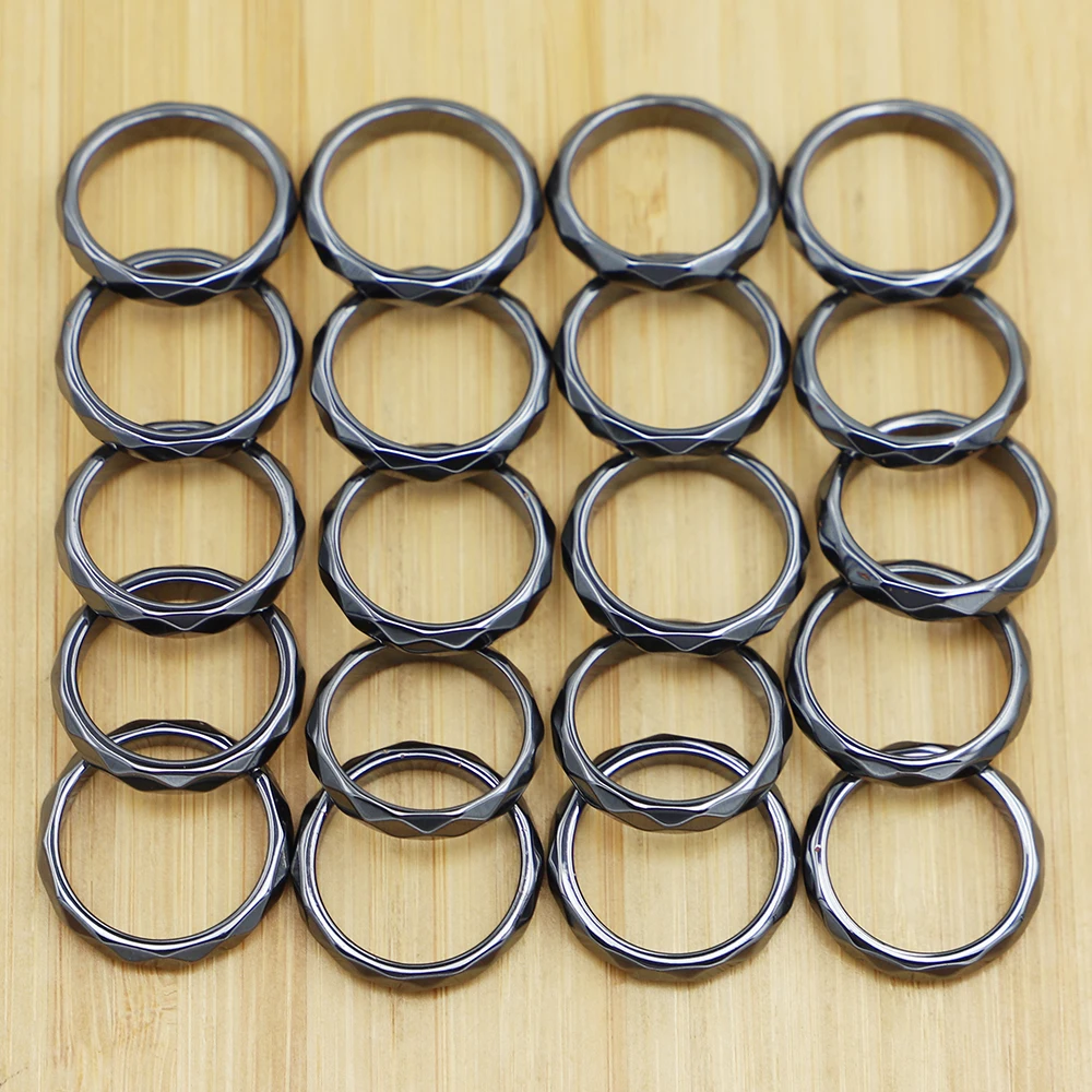 

Selling Fashion Hematite Black Cutting Ring Jewelry Width Cambered Surface Aneis Christmas Present Bijoux Femme Wholesale 30Pcs