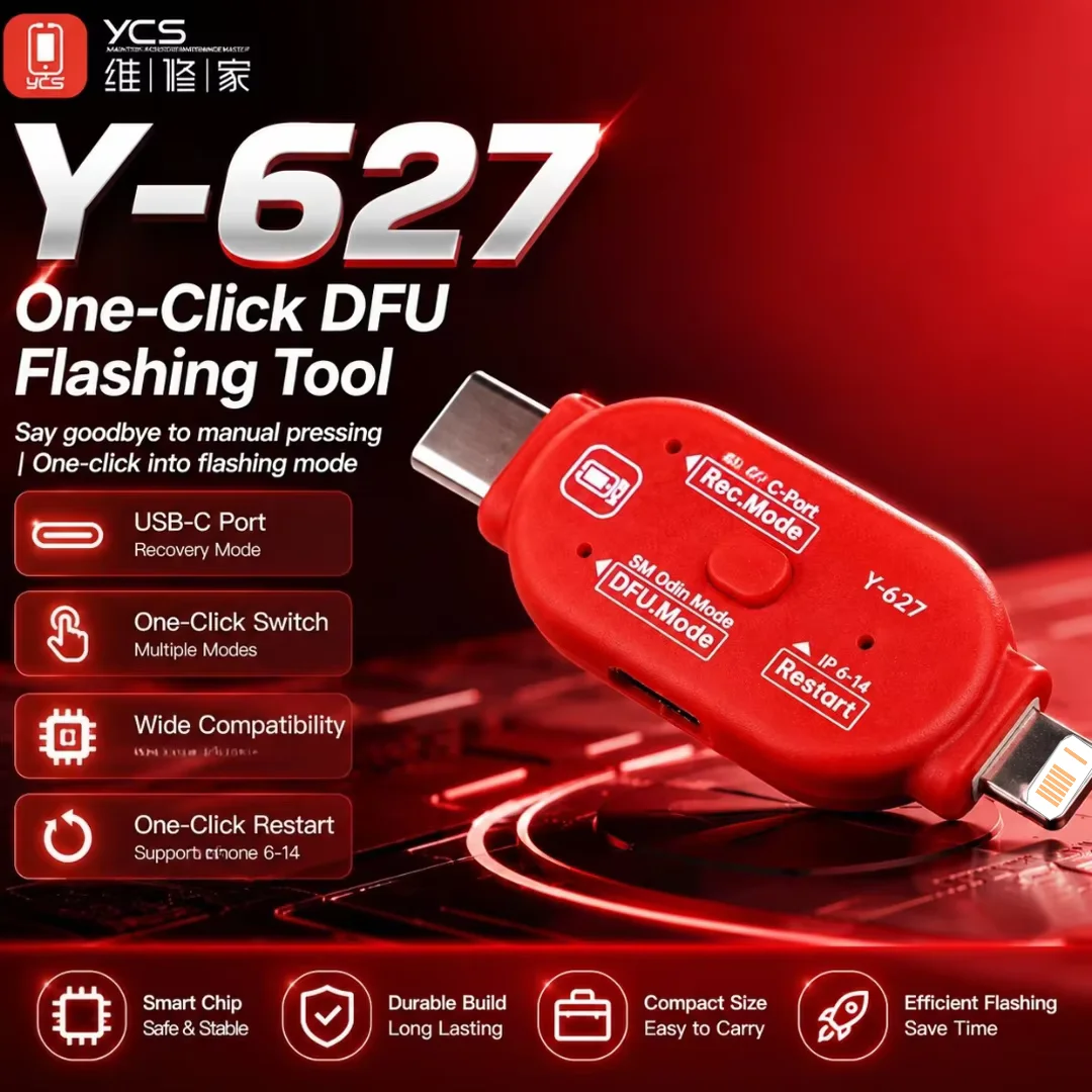 YCS Y-627 One Click DFU Odin Recovery Flash Tool Kit No Button Press for Phone 6-14 Phone System Restore Flashing Repair Tools