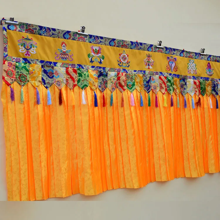 1.9 Meter long Wholesale Buddhist supplie Buddhism family Temple Embroidery wall Hanging Altar table Enclosing curtain draperies