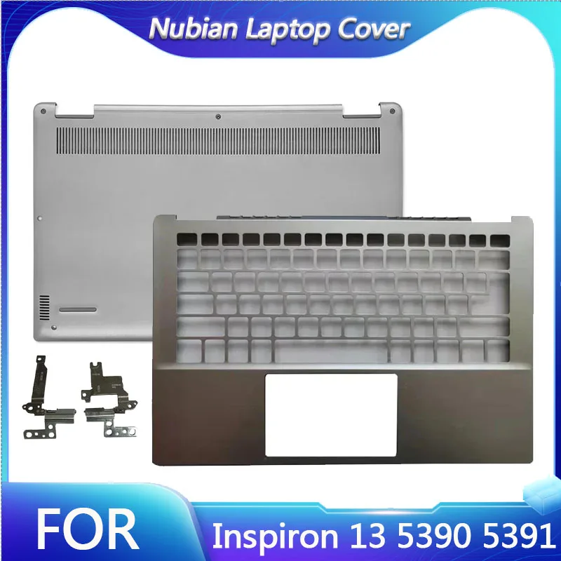 

New For Inspiron 13 5390 5391 Palmrest/Bottom Case/Hinges Silvery 02XFJC 0P56CM