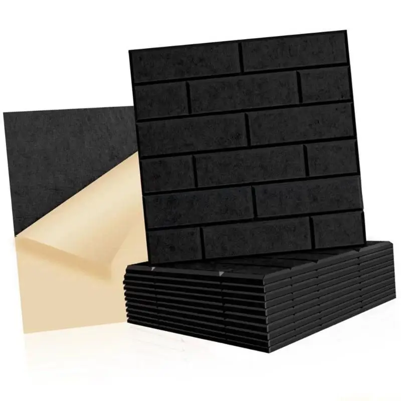 D0AB 12Pcs Brick Pattern Noise Canceling Brick Panels Sound Absorbing Wall Tiles For Home Studio Ceiling Door Installation