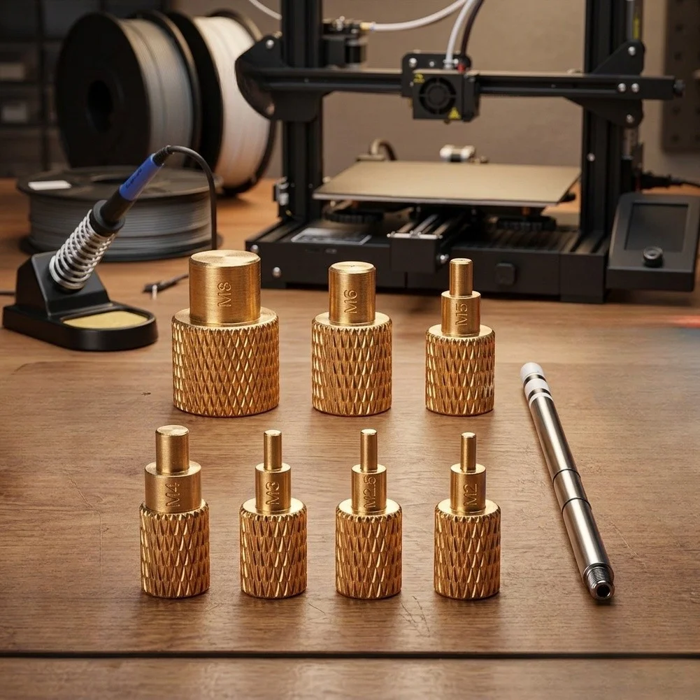 High-Purity Brass Hot Press-in Nozzle Kit For 3D Printing, Fast Heating Insert Nuts For Polylactic Acid ABS PC PP