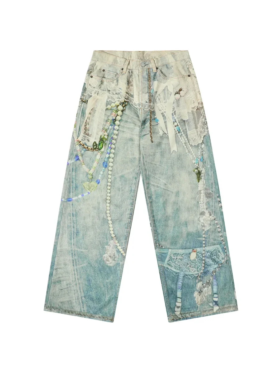 

AC Lace Pearl Digital Printing 3D Printing 1981M Jeans 25FW