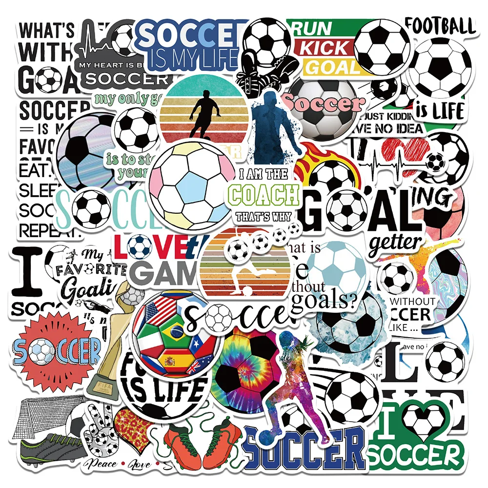 50/100/150pcs Football Water Bottle Stickers Soccer Car Skateboard Wall Trolley Suitcase Waterproof Dustproof PVC Classic Toys