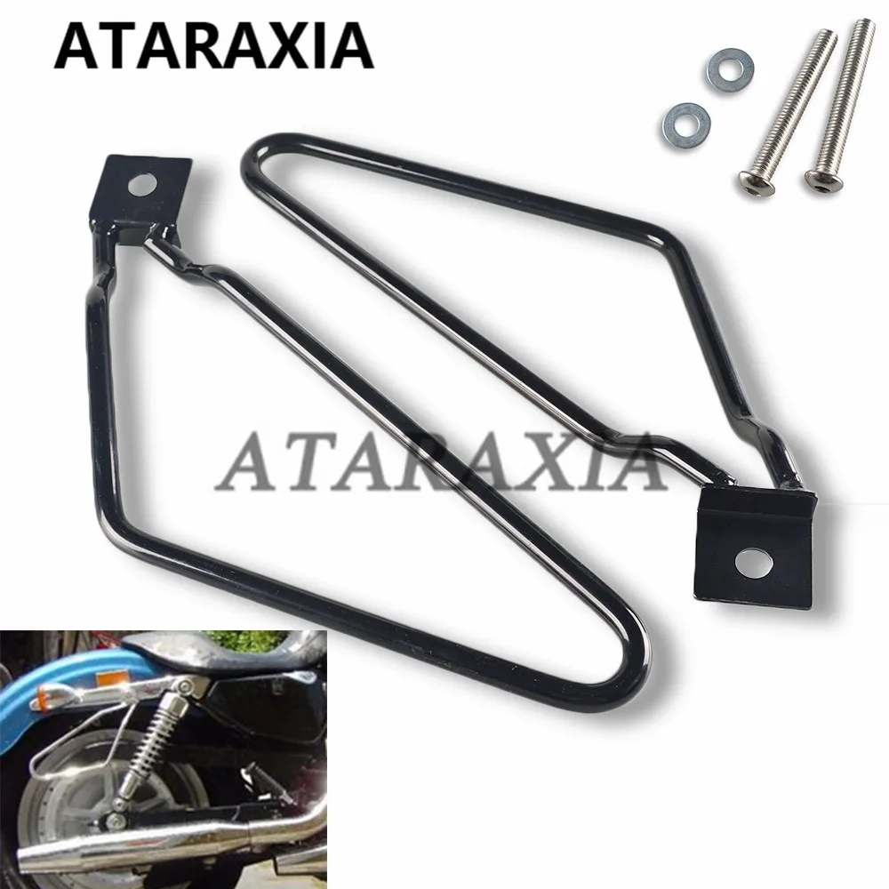 Motorrad Satteltasche Halterung Seite Box Tasche Gepäck Unterstützung Bars Schwarz Halter Für Harley Sportster 883 Eisen XL883N Dyna Fat Bob