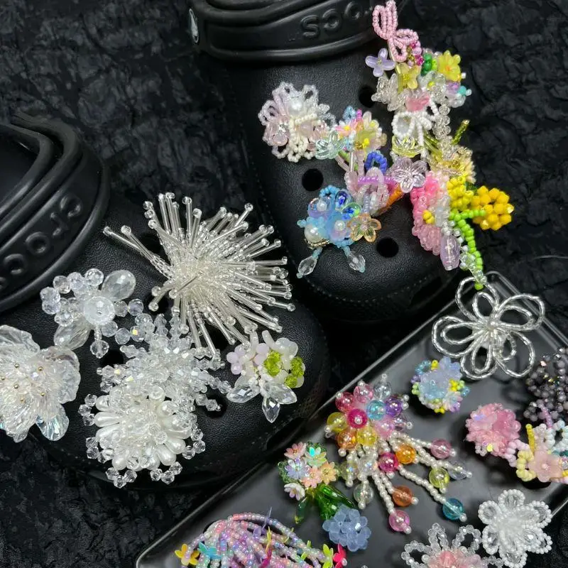 

1pc Dopamine Handcrafted Beaded Jelly Shoes Sports Sandals Accessory DIY Decorative Shoe Flower Slippers Colorful Shoe Buckles