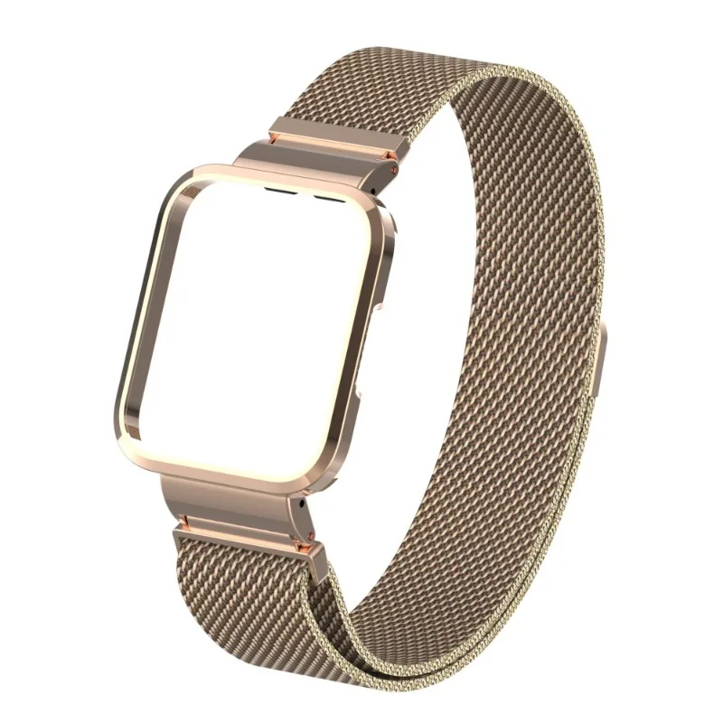 حزام لساعة شاومي ريدمي 2 لايت 3 سوار نشط ، ساعة مي مع حافظة حماية معدنية ، سوار حلقة مغناطيسي ممتص للصدمات لريدمي