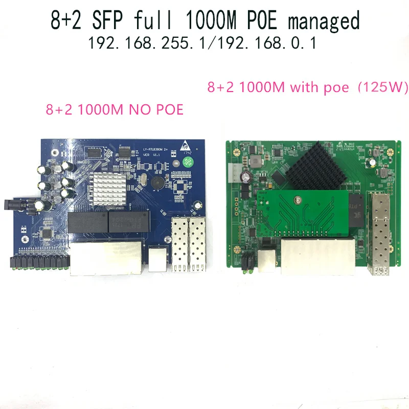 

IP-коммутатор, 8 портов, 10/100 Мбит/с, PoE Ethernet, модуль коммутатора с 2 Гбит/с SFP-слотами, гигабитный коммутатор