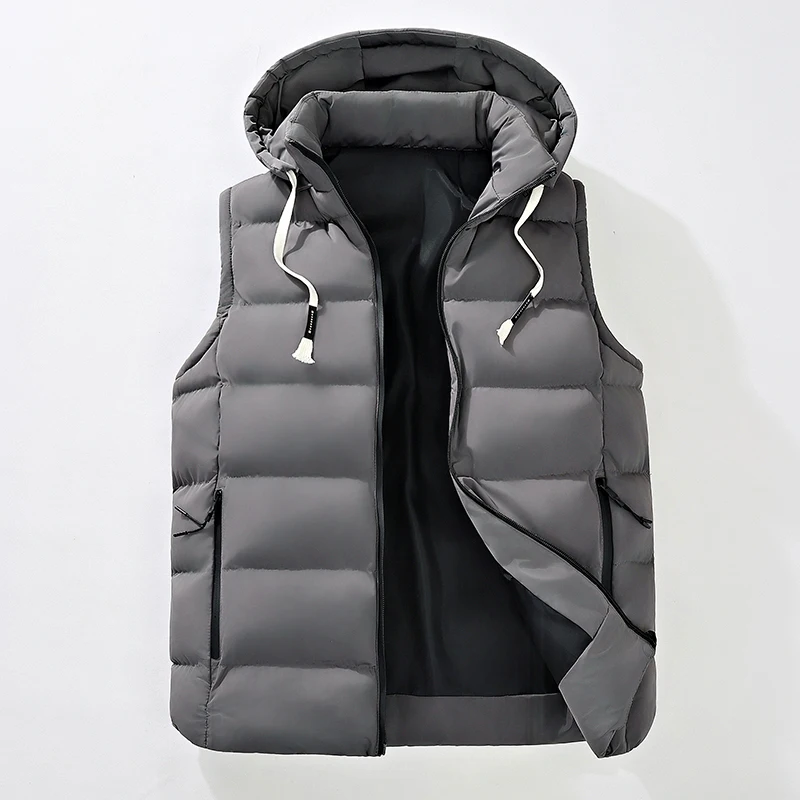 

Streetwear Men's Hooded Puffer Vest - Lightweight Down Filling, Hidden Zip Pockets, Edgy Versatile for Winter Daily Looks