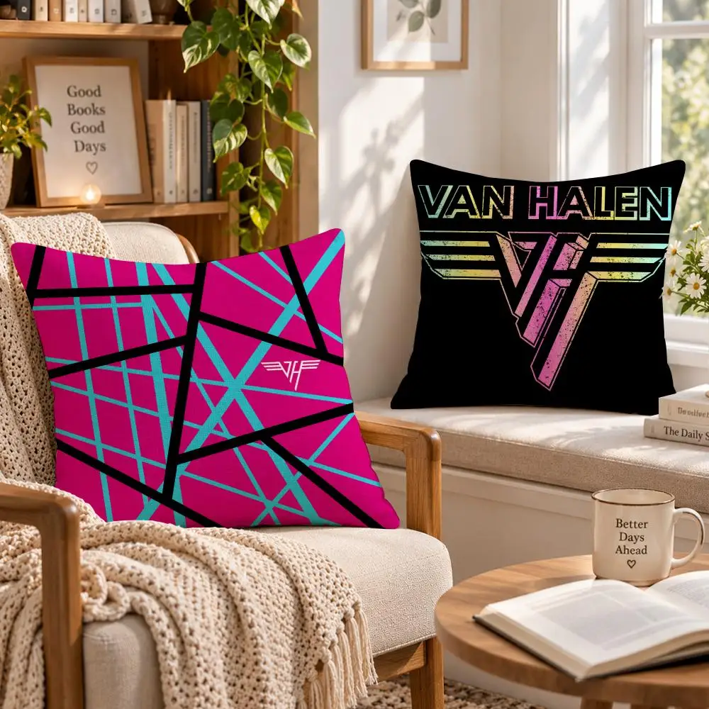 Band Rock V-Van Halen Cushion Cover Soft Short Cover Washable Sofa Bed Dorm Garden Home Office Chair Decor
