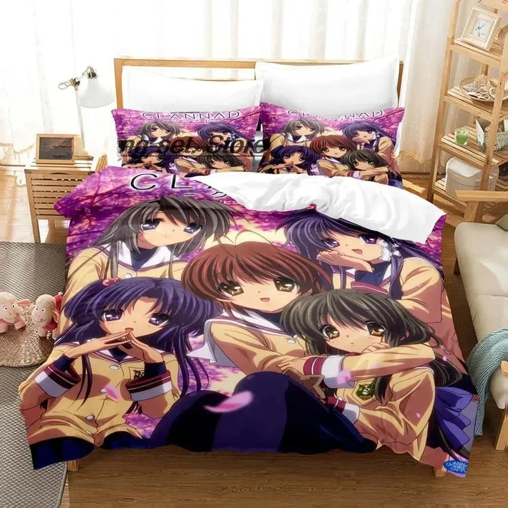 New 3D Print Anime Bed Sheet Set Clannad Bedding Set Single Twin Full Queen King Size Bed Set Adult Kid Bedroom Duvet cover Sets