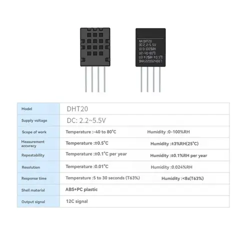 Compatible 10PCS DHT20 Temperature Humidity Sensor IIC Digital Signal Output Replace for