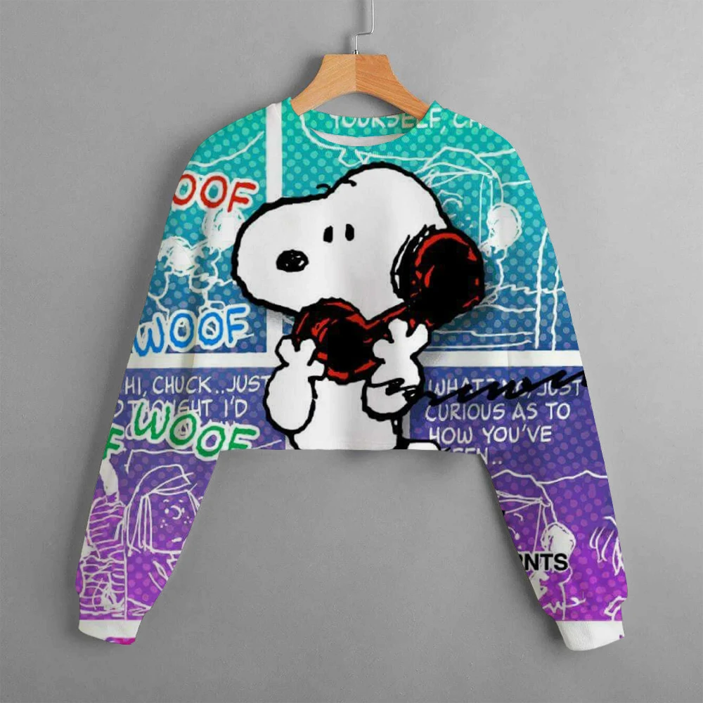 Casual New Spring and Autumn Snoopy Classic Odzież dziecięca Print Girls Short Hoodie Snoopy Wygodny i uroczy top