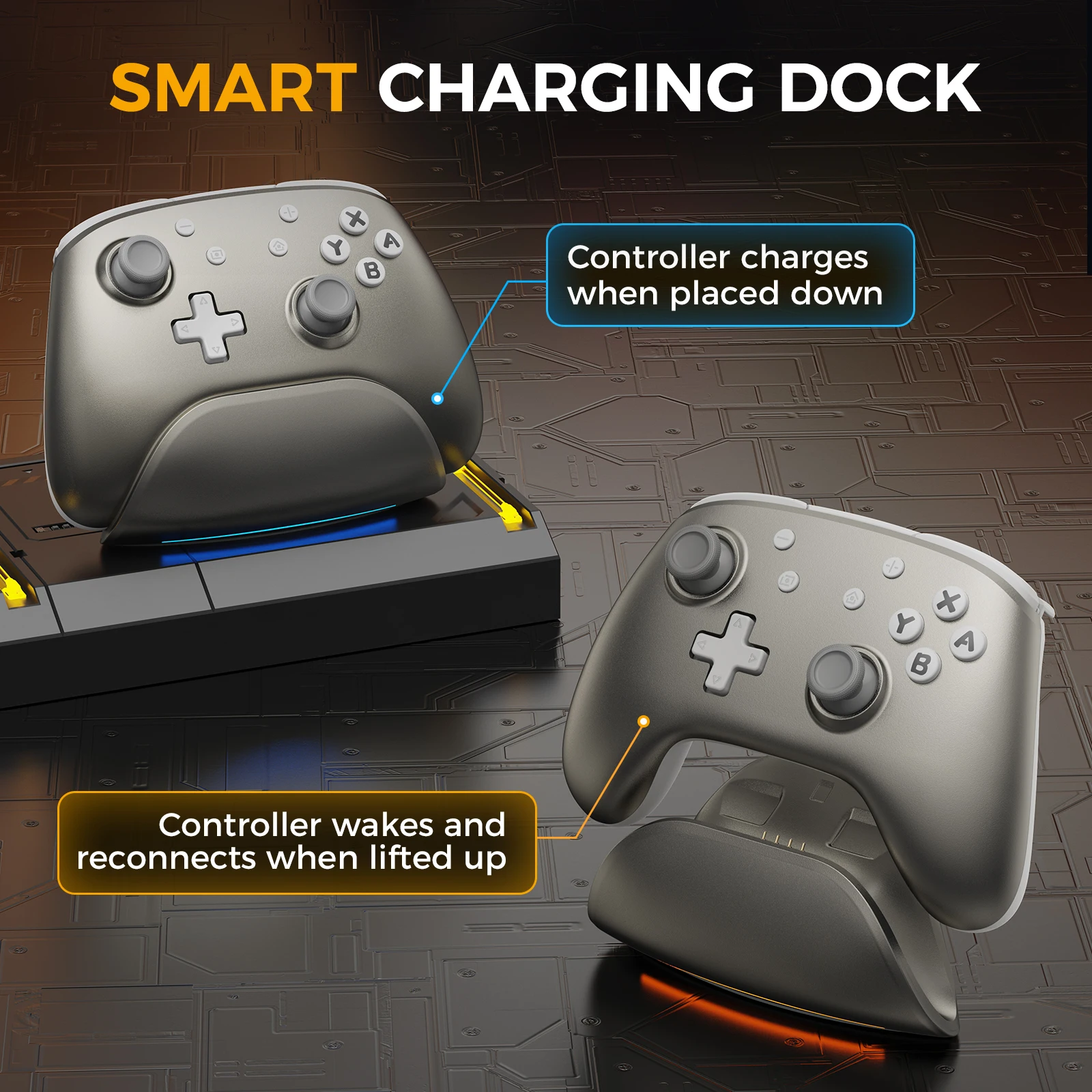 Controller Wireless IINE Helios Gilded Silver con Dock di ricarica