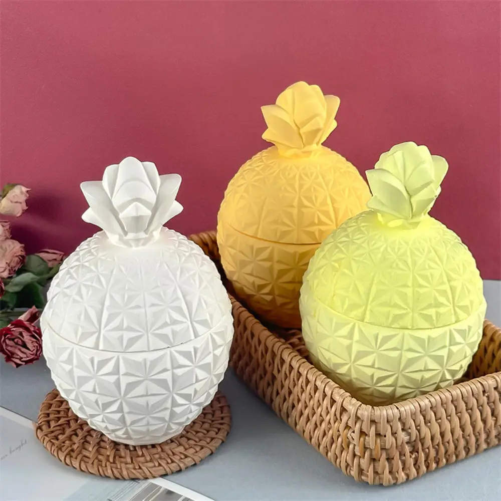 3D Pineapple Shape Jar Silicone Mold DIY Handmade Plaster Resin Candle Pot Jewelry Storage Box Casting Molds Home Decor Ornament