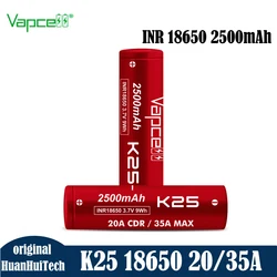 Original Vapcell K25 INR 18650 3.7V 2500mAh 20A/35A Battery High Current 18650 Lithium ion Cell Similar As 25R Batteries