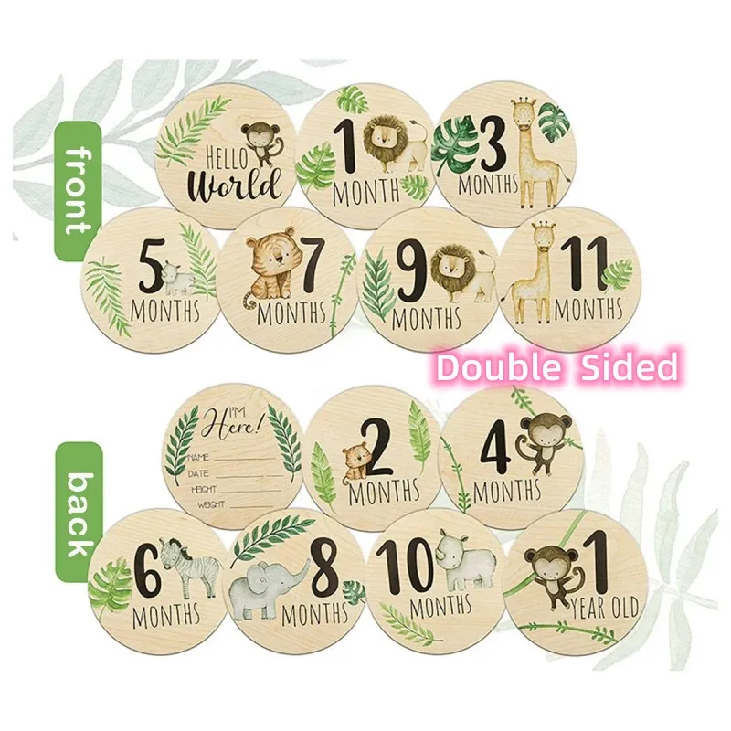 

7PCS Newborn Photography Props Baby Accessories Newborn Wooden Monthly Milestone Cards for Photo Shoot