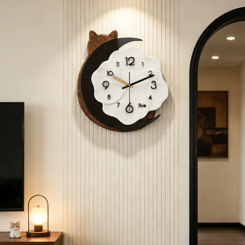 

Cartoon Wooden Wall Clock Creative Number Clock Quartz Mute Wall Clock Home Decoration Living Room Watch Room Decoration Gift