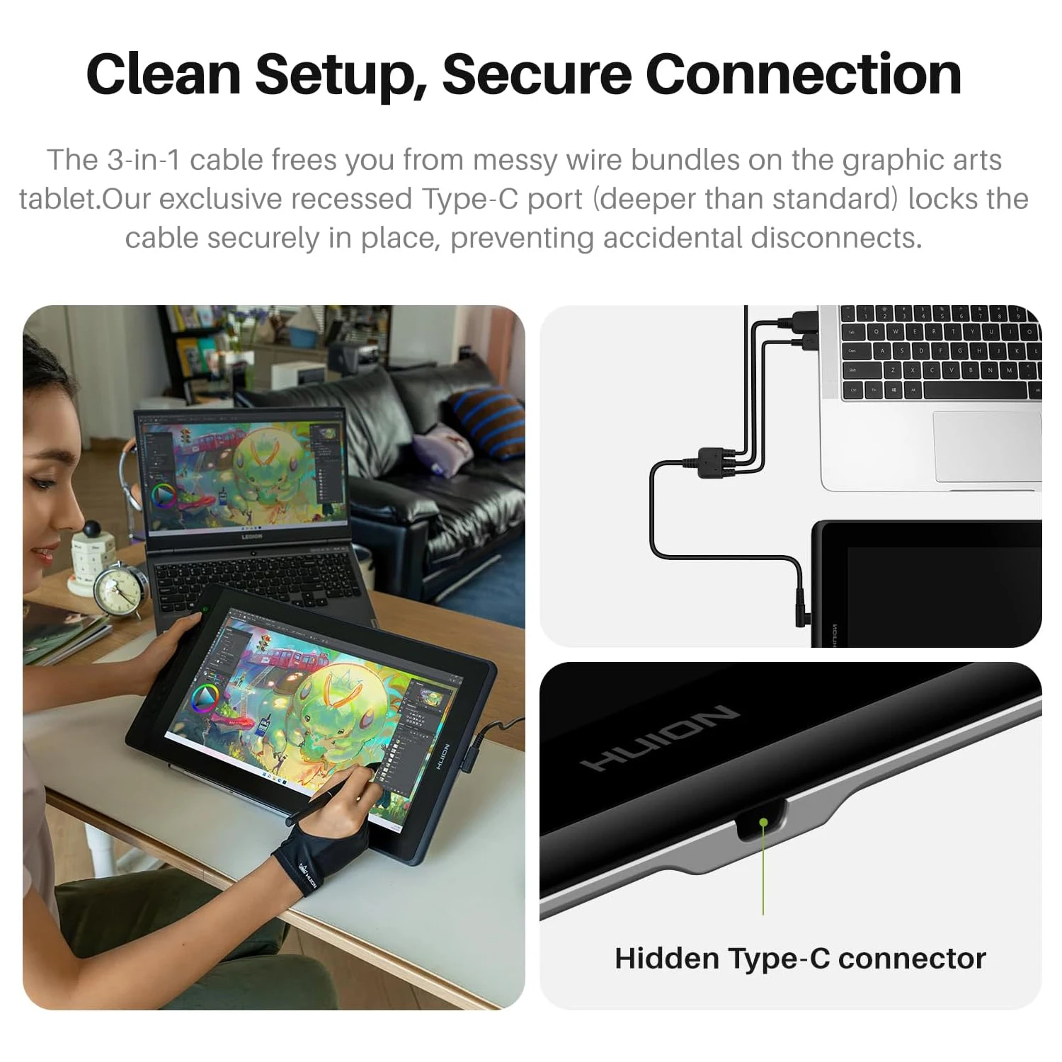 تابلت رسم الرسومات HUION Kamvas Pro 16 V2 مع شاشة 16K مستويات PenTech 4.0 قلم قماش زجاجي 2.0، 99% sRGB 99%Rec.70 لون #4