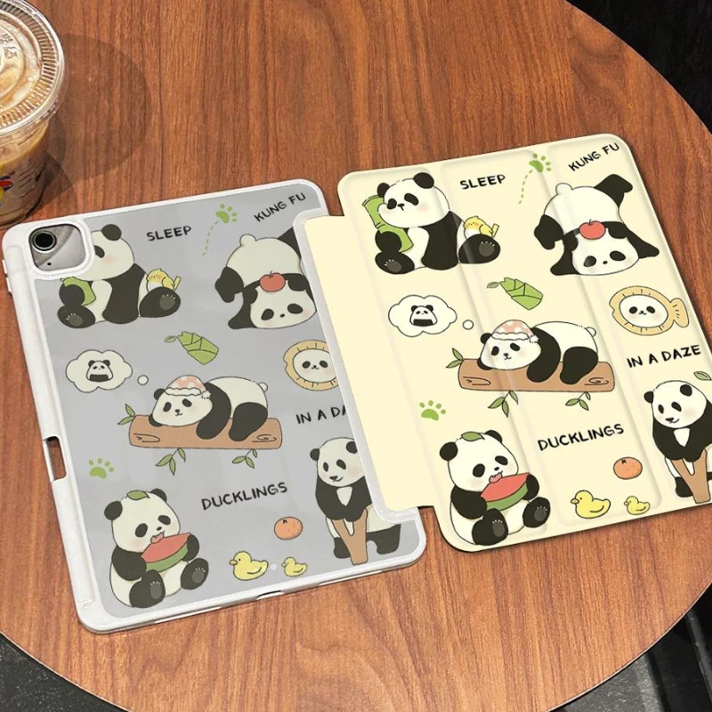 Protective Cover for IPad 10.2 Case 7/8/9th Generation Pro 11 2nd 3rd 4th Ipad Mini6 8.3 Panda Print Tri-fold Funda 10th Funda