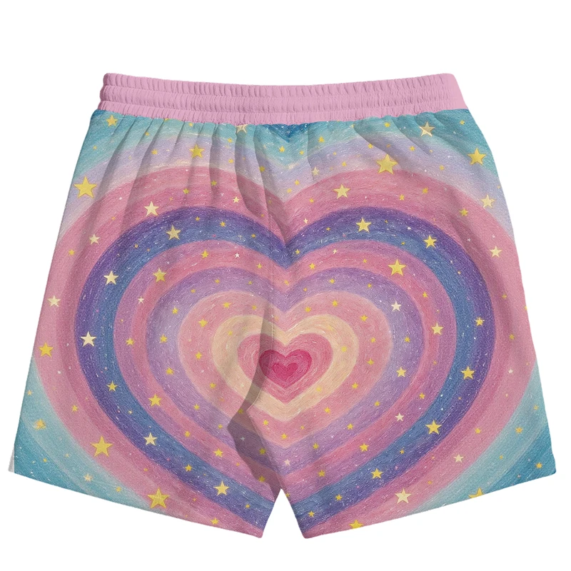 Sweet and Cool Gradient Macaron Cat Dreamy Starry Sky Full 3D Printing Casual Sports Breathable Training Daily Shorts