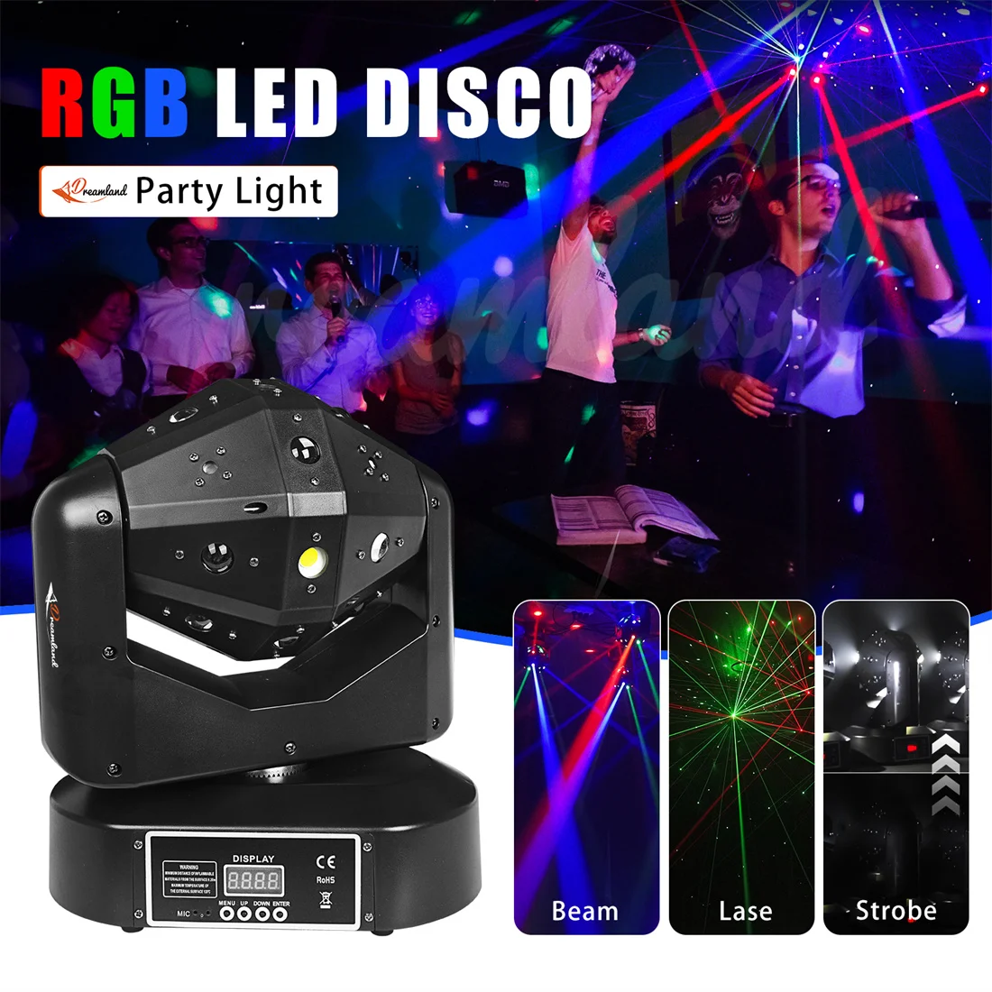 HI Moving Head Light Disco Ball Laser Beam DJ Light DMX Control Sound Party Lights Infinite Rotating for Nightclub Party