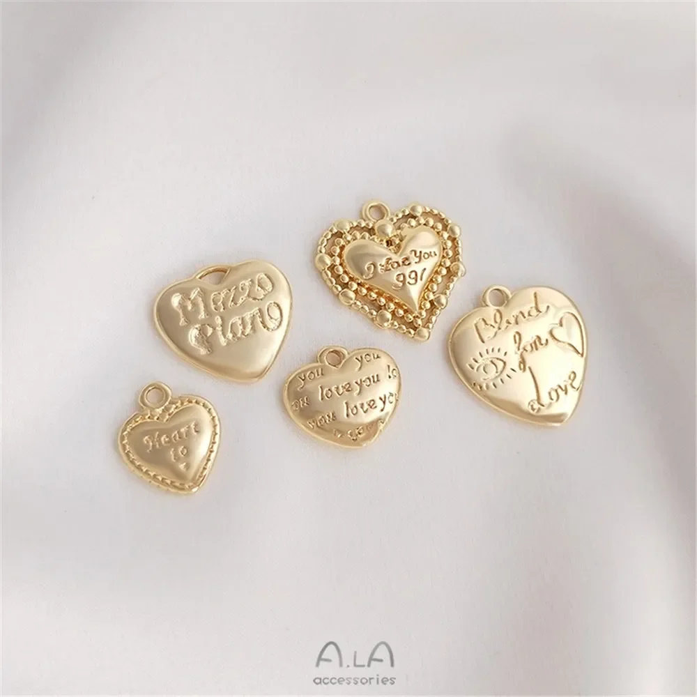 14K gold color fashion European and American style heart pendant love pendant DIY bracelet necklace pendant