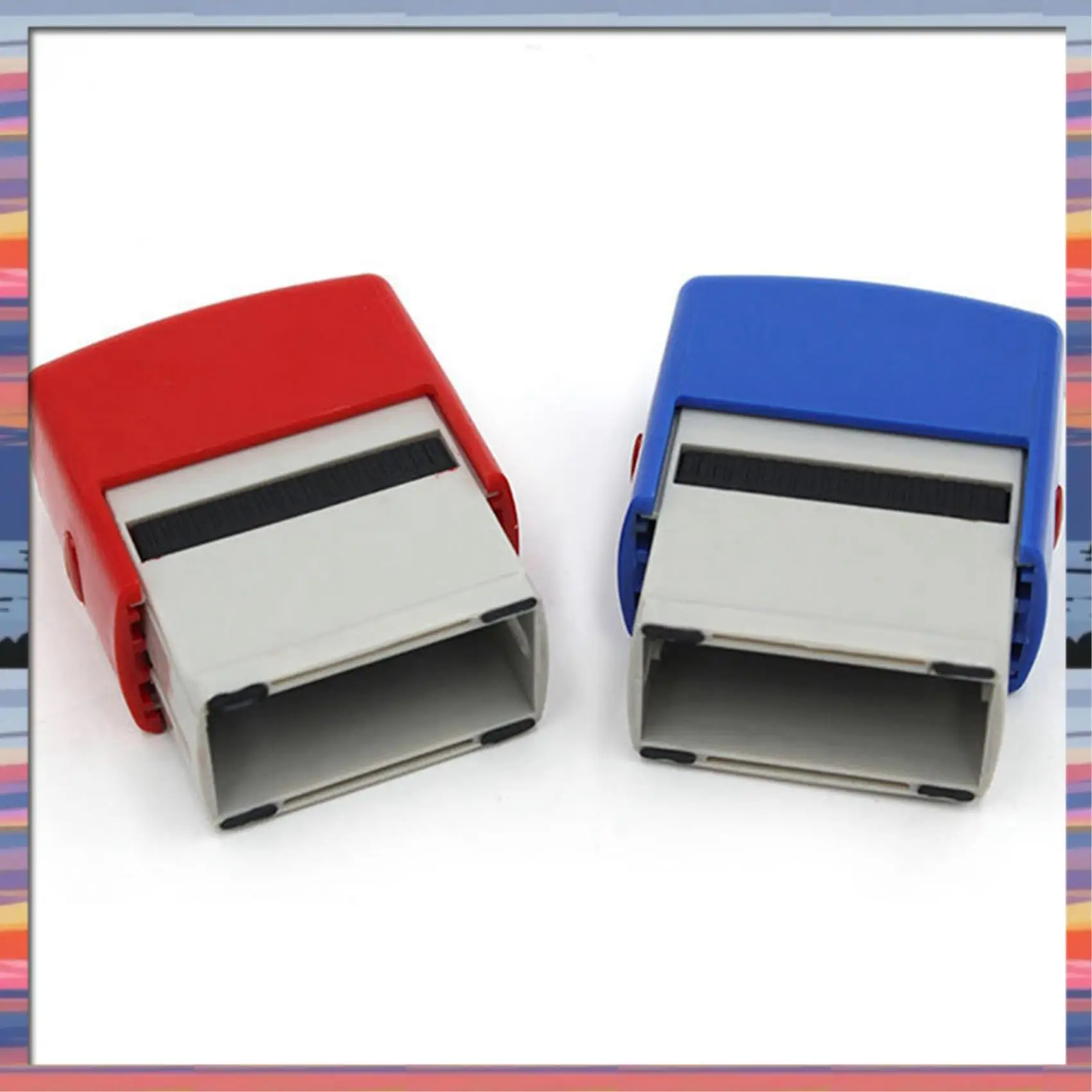 AC18(Guaranteed) 2X Self Inking Stamp Set Custom Personalised DIY Business Name Number Address Printing Rubber Stamp With Tweeze