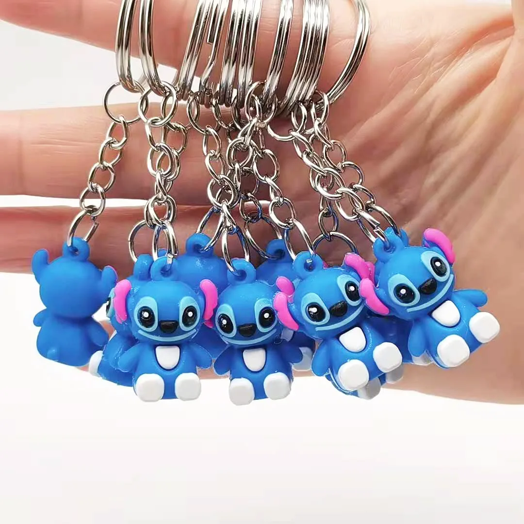 10Pcs/Lot  2.5cm Stitch Keychain Cartoon Lilo & Stitch Cute Doll Keyring Fashion Couple Bag Ornament Key Chain Car Pendant Gift