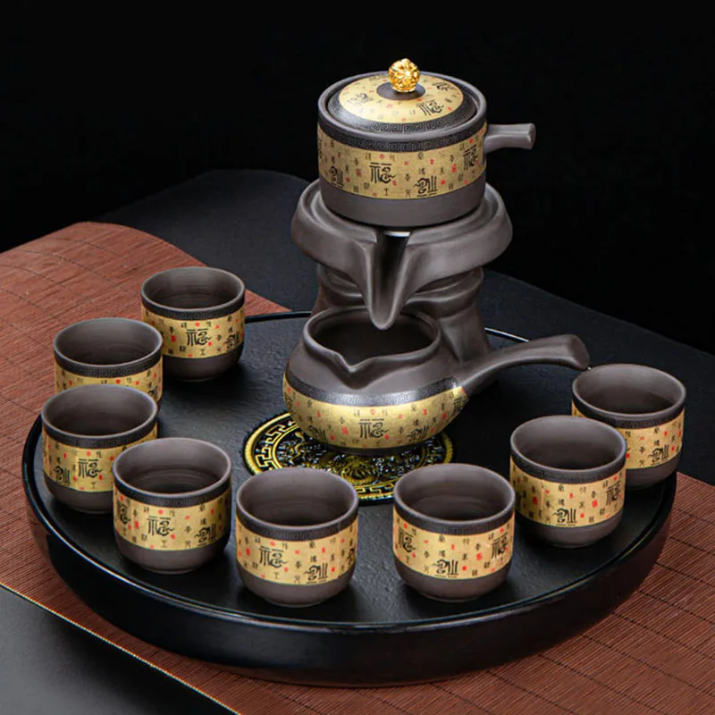 Set da tè Kung Fu Gaiwan cerimonia infusore Set di tazze da tè pomeridiano in argilla viola di lusso con vassoio Design moderno Taza De Te Drinkware