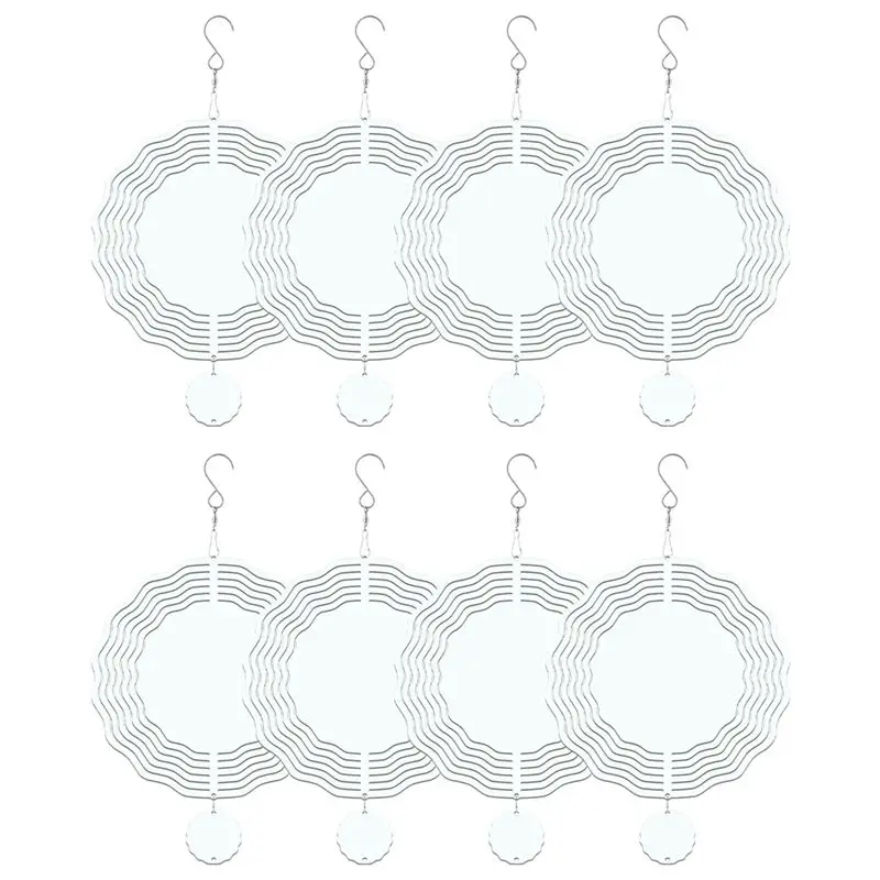 MLGB-8 Pack 8 Inch Sublimation Wind Spinner Blanks,3D Double Sided Sublimation Wind Powered Kinetic Sculpture For Yard Outdoor