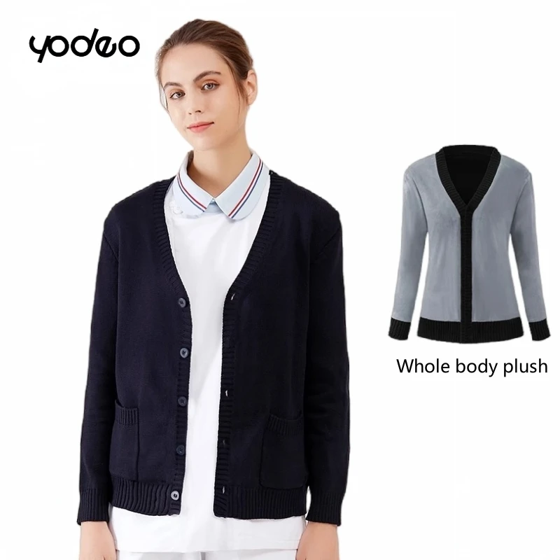 Vêtements du personnel médical, pulls UC durables et résistants à l'usure, cardigans tricotés en velours épaissi, vente en gros