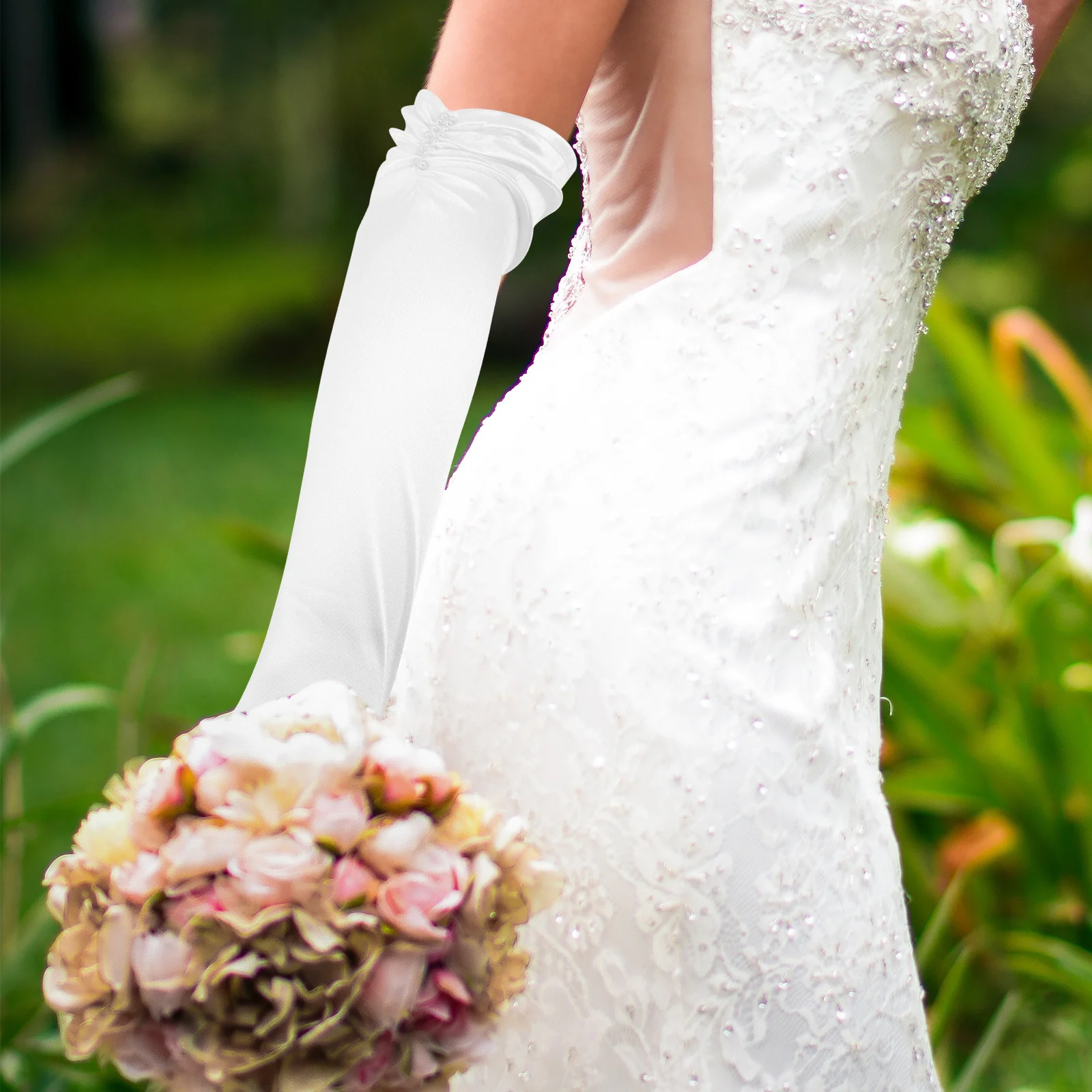 

1 пара свадебных длинных сетчатых перчаток для свадебного платья для женщин, модные вечерние перчатки для банкета и танцев, декоративные аксессуары