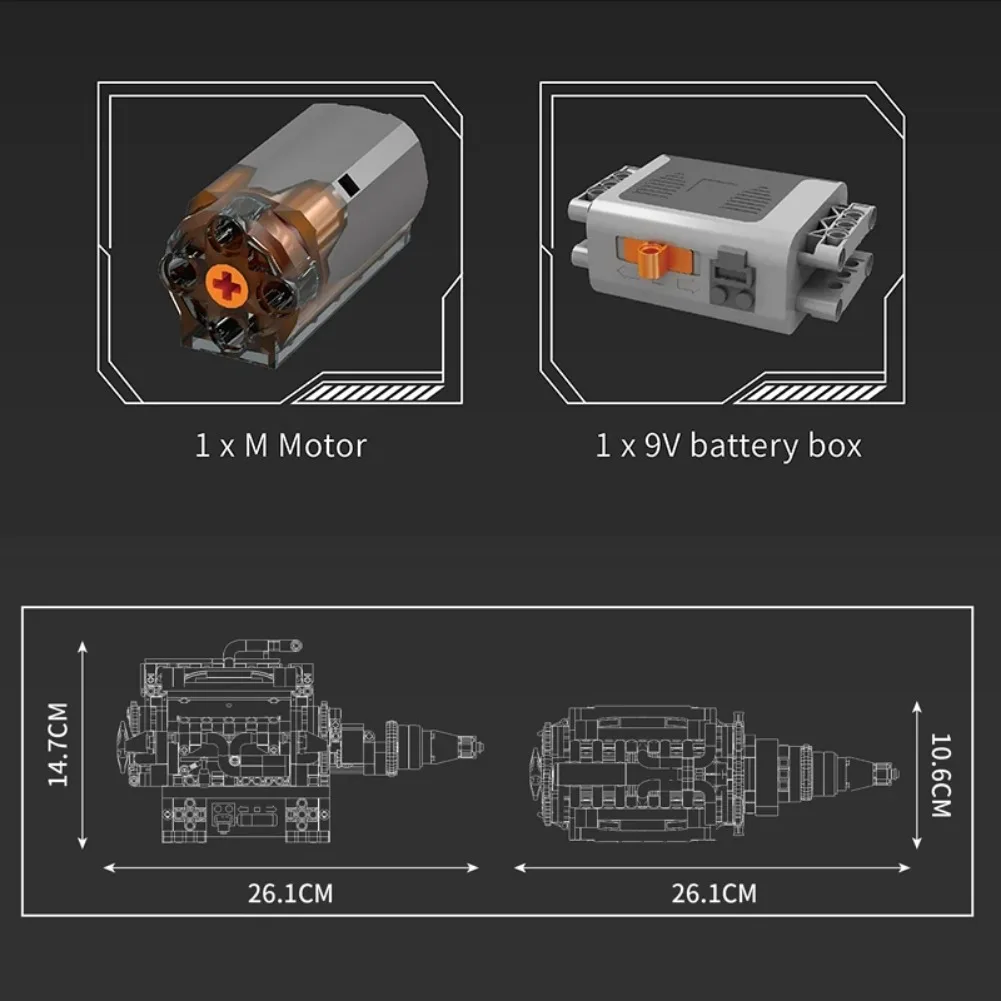 Mould King 10205 coche técnico RR coche Vintage V12 motor motor modelo de simulación motorizado accionamiento eléctrico Juguetes de bloques de construcción regalo