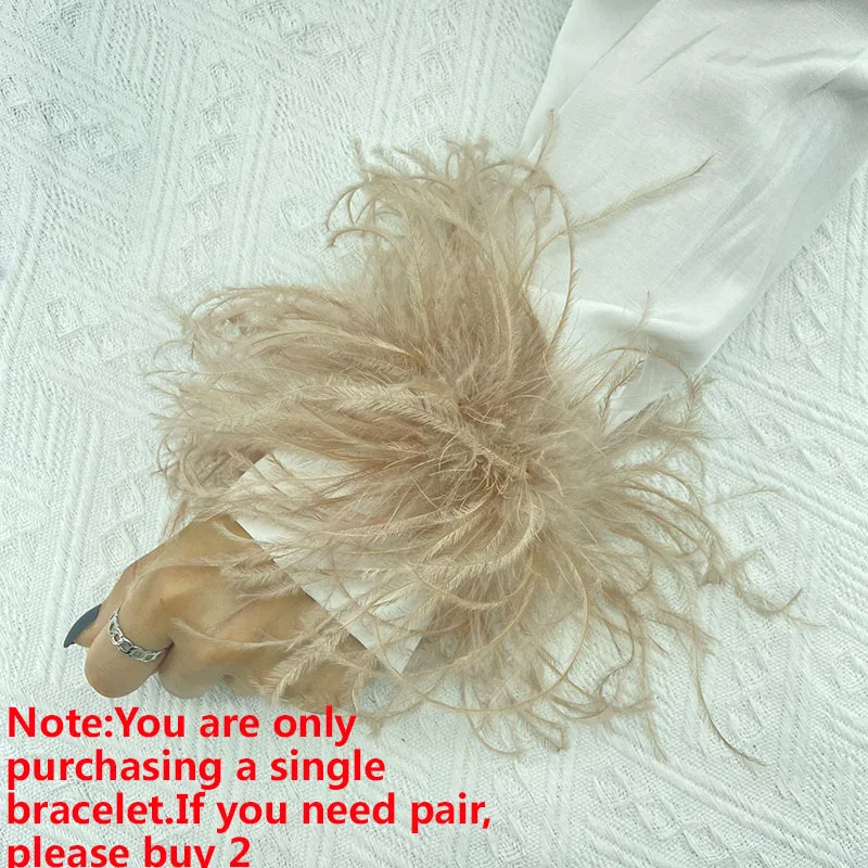 Wrist Feather Cuffs Y2k Fashion Fur Cuff Natural Ostrich Feather Slap Bracelet Women Hair Accessories Sexy Wristband Bracelet