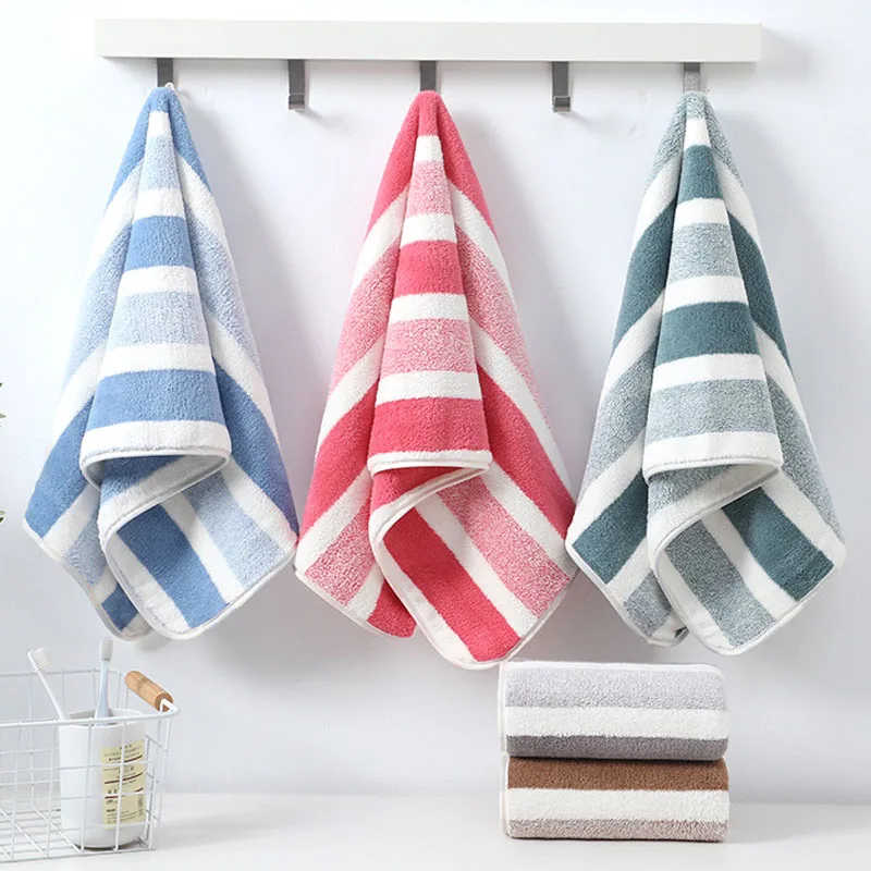 Coral Velvet Wide Strip Bath Towel - Printed Absorbent Hair Drying Bathroom Accessories Set - Luxury Bathroom Towels