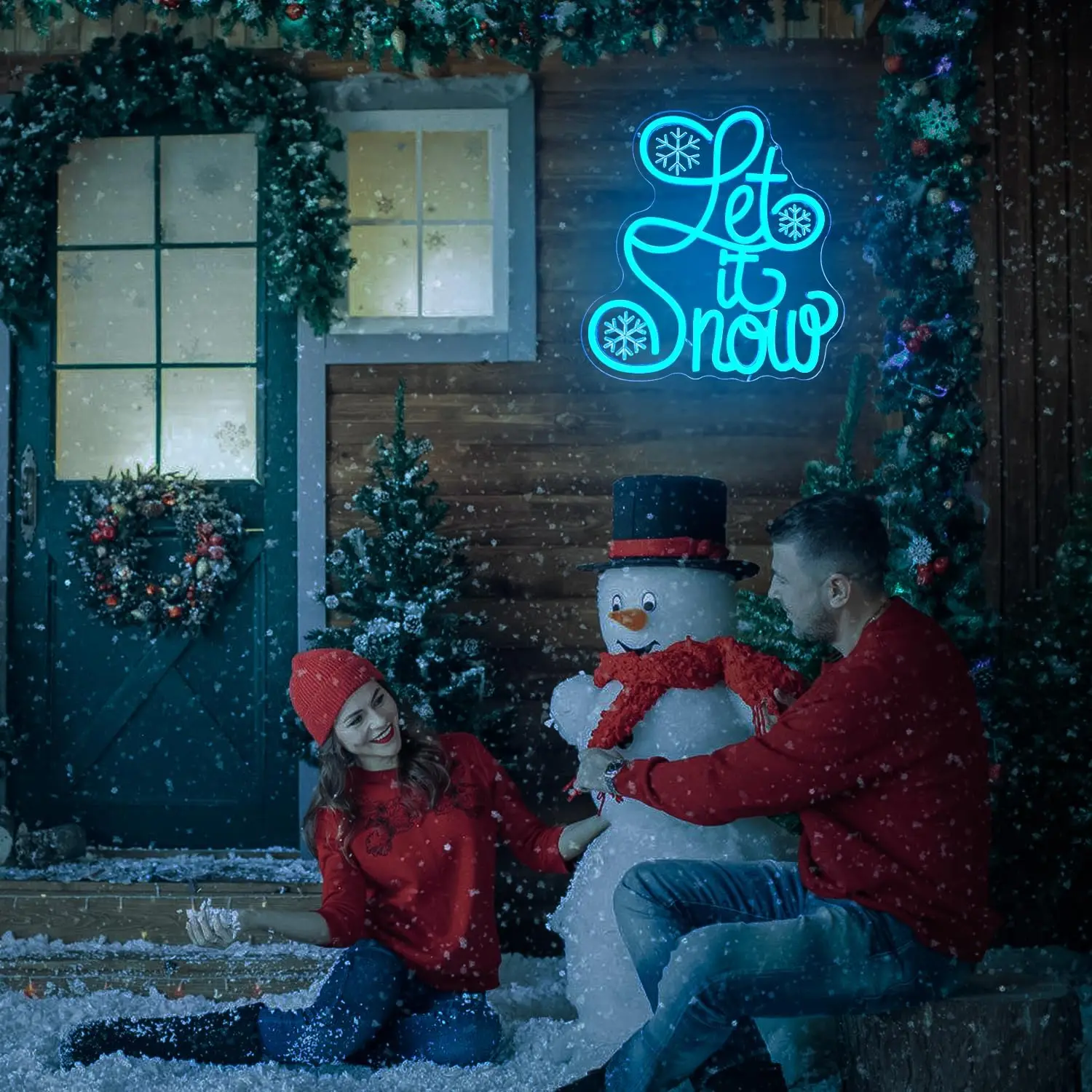 Let It Snow Neon Sign Snowflake Neon Light Winter LED Dimmable for Christmas Bar Winter Party Home Office Art Wall Decor Gift