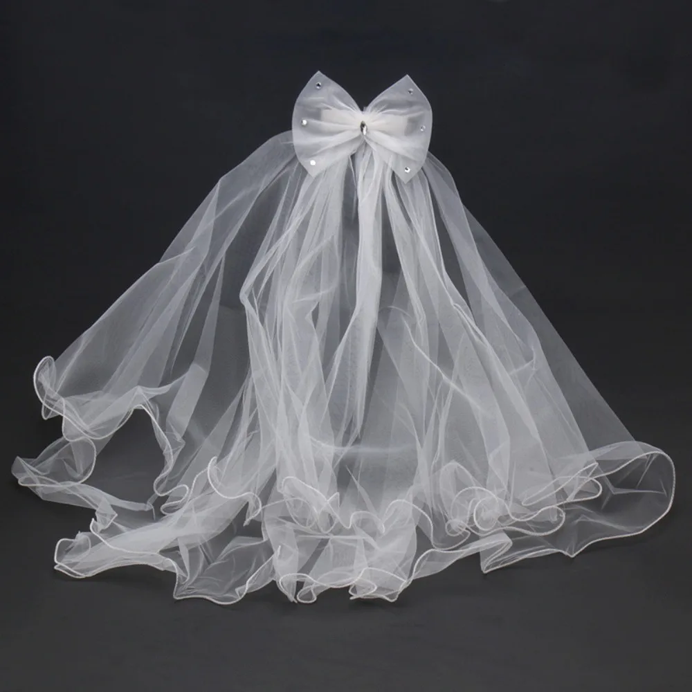 

Bride to Be Chic Beaded Bowknot Short Bridal Wedding Veils Marriage Accessories Wedding Veil Marriage Accessories
